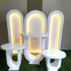 LED Işıklı 3’lü Kemer Arka Fon ve Oval Tasarım Sehpa Seti