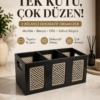 3 Bölmeli Taşıma Kulplu Dekoratif Masaüstü Organizer