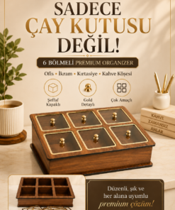 6 Bölmeli Şeffaf Kapaklı Premium İkram Kutusu ve Masaüstü Organizer
