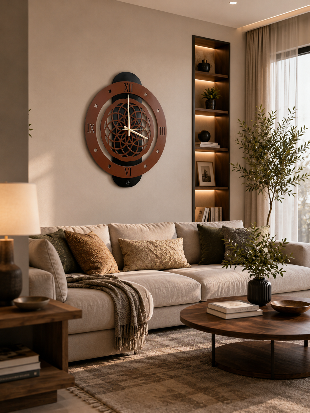 Yaşam Tohumu Model Dekoratif Duvar Saati – 60 × 50 cm