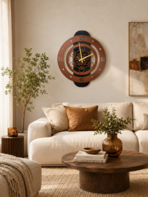 Metatron Küpü Model Dekoratif Duvar Saati – 60 × 50 cm