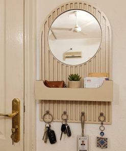 ECO Serisi Krem Düz Aynalı Anahtarlık Organizer – 32x52 cm