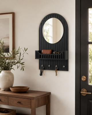 ECO Serisi Siyah Çıtalı Aynalı Anahtarlık Organizer – 32x52 cm